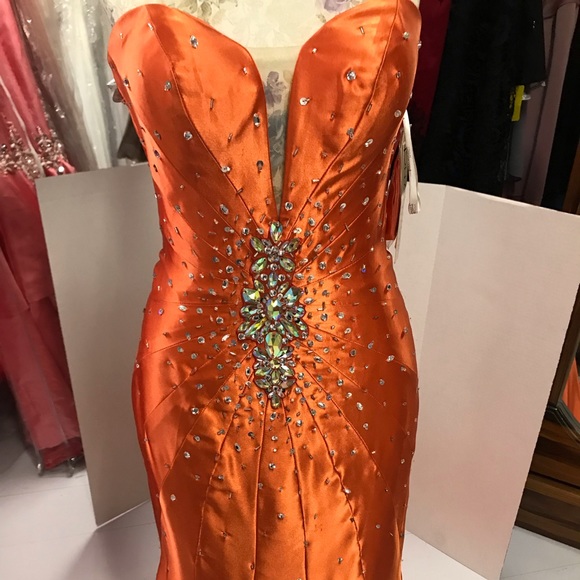 Homecoming dress Tony Bowls corset orange size 4 - Picture 3 of 8